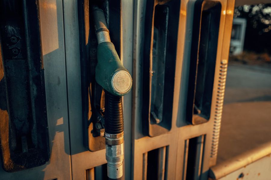 A fuel dispensing nozzle at a filling point